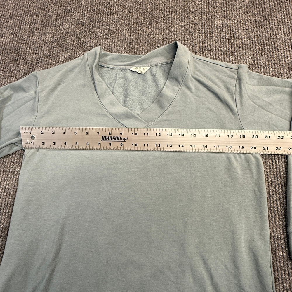 Orvis Women Sage Green V-Neck Modal Blend Sweatshirt Pullover Size M 1720418 - Picture 4 of 10